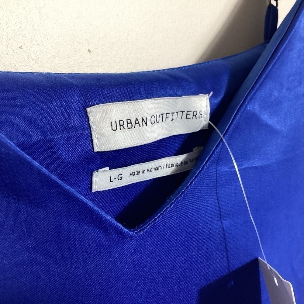 Urban Outfitters Slip Dress Large Cobalt Blue Satin Tie Back - Picture 9 of 13